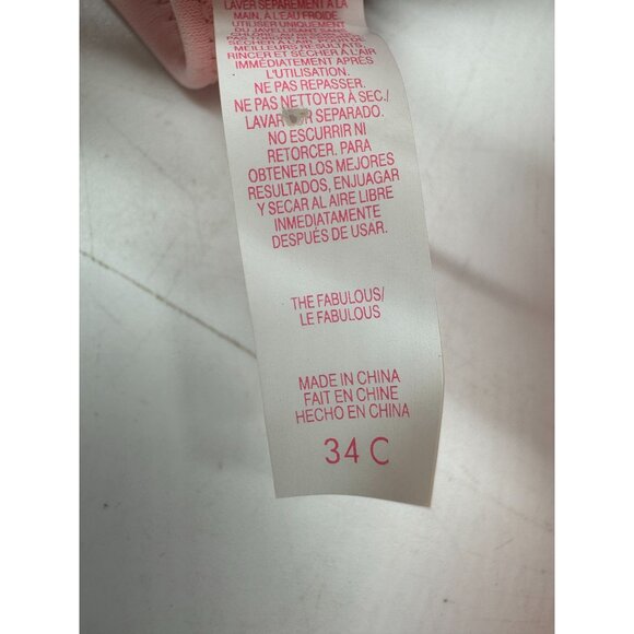 Victoria's Secret The Fabulous Bikini Top Womens 34C Pink Black Push-Up Bra Chic - Picture 4 of 7